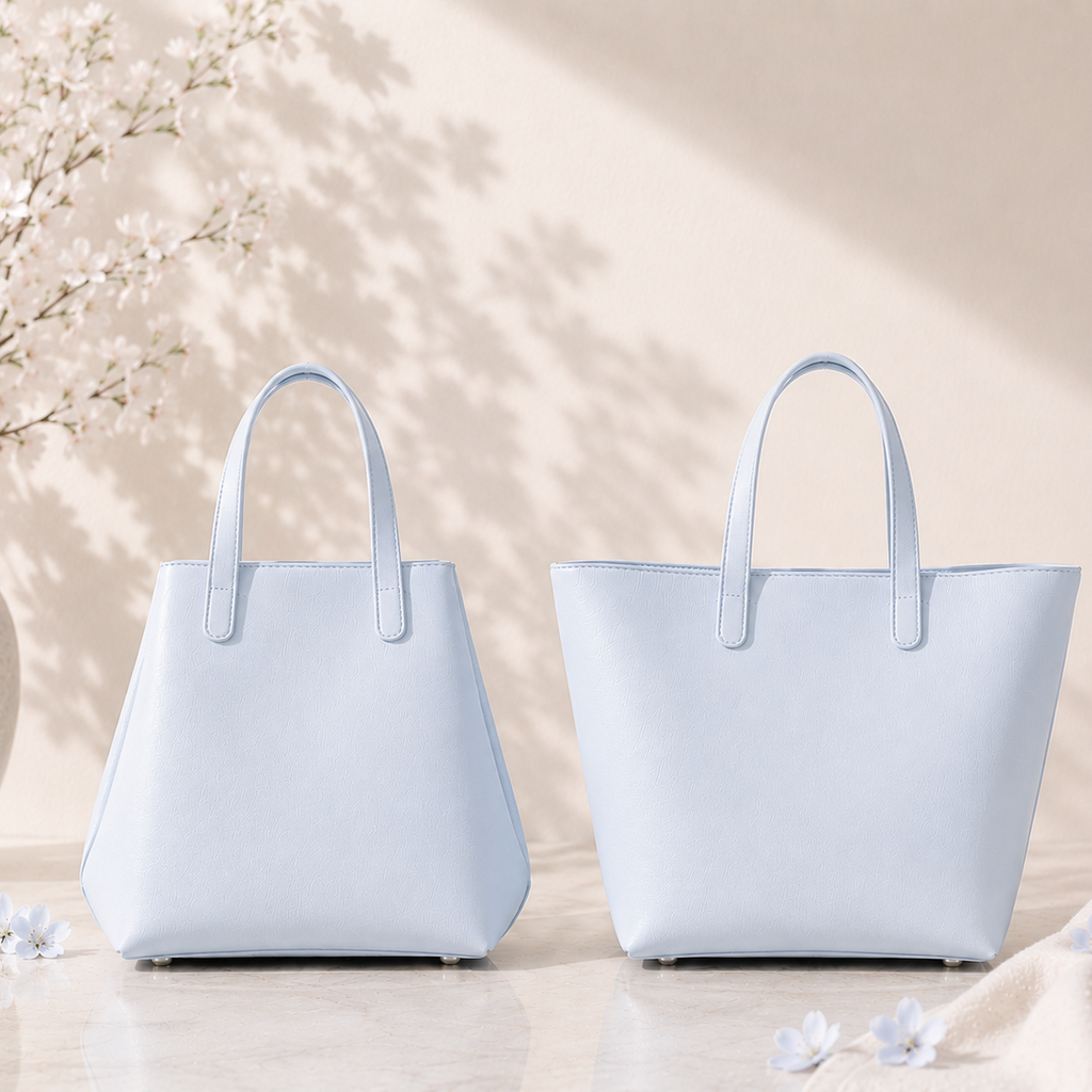 Maison Lemoi Bicco Tote and Bucket Bag Bleu Glacier